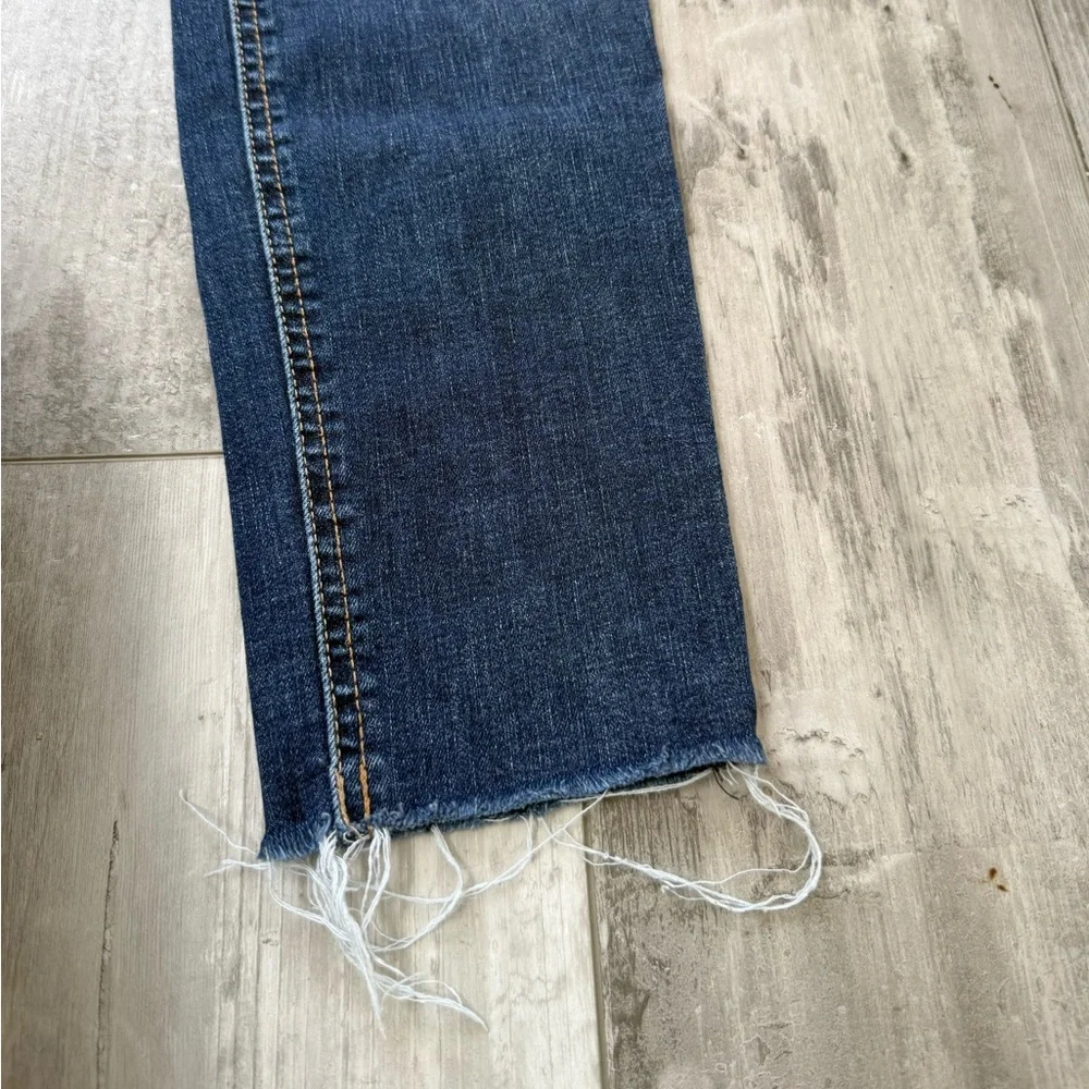 Lucky Brand Bridgette Mid Rise Skinny Jeans Raw Hem Blue Denim 0/25 Ankle - Picture 7 of 9